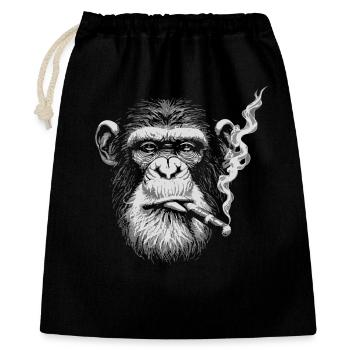 Chimp Smoking Portrait - Gift Bag 40 x 50 cm - black - Front