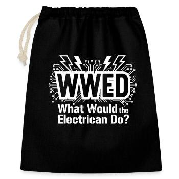 WWED Elektriker Humor Geschenk ElectricianLehrling - Geschenkbeutel aus Baumwolle (40 x 50 cm) - Schwarz - Vorne