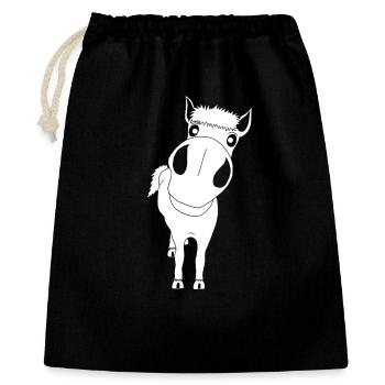 Close-up of a white horse - Gift Bag 40 x 50 cm - black - Front