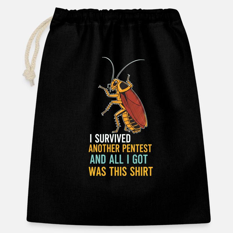 I Survived Another Pentest Cockroach - Gift Bag 40 x 50 cm - black