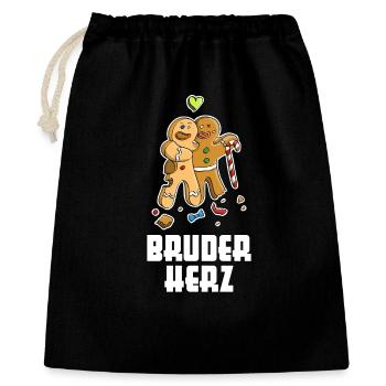 Lebkuchen Bruder Herz Weihnachten lustiger Spruch - Geschenkbeutel aus Baumwolle (40 x 50 cm) - Schwarz - Vorne
