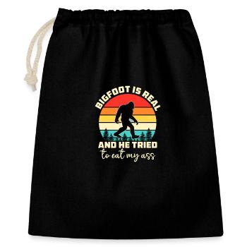 Bigfoot is Real and He Tried to Eat My - Geschenkbeutel aus Baumwolle (40 x 50 cm) - Schwarz - Vorne