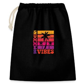 Ambiances estivales Palmiers Plage rétro de soleil - Sac cadeau 40 x 50 cm - noir - Devant