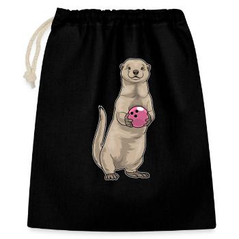 Otter Bowling Bowlingkugel - Geschenkbeutel aus Baumwolle (40 x 50 cm) - Schwarz - Vorne