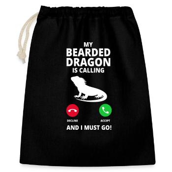 Appel du dragon barbu - Sac cadeau 40 x 50 cm - noir - Devant