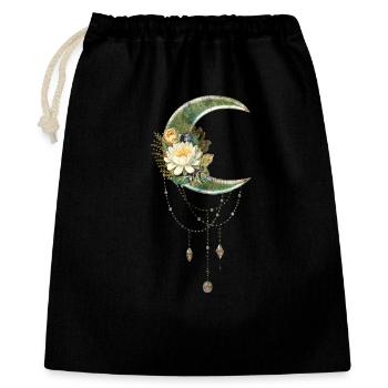 Eleganter und edler Mond mit Blumen - Geschenkbeutel aus Baumwolle (40 x 50 cm) - Schwarz - Vorne