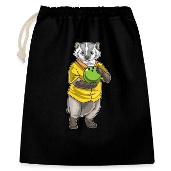 Dachs Bowling Bowlingkugel - Geschenkbeutel aus Baumwolle (40 x 50 cm) - Schwarz - Vorne