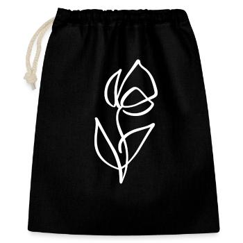 Tulpe Skizze – elegante Blumenzeichnung - Geschenkbeutel aus Baumwolle (40 x 50 cm) - Schwarz - Vorne