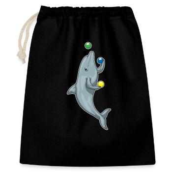 Delfin Jongleur Jonglieren - Geschenkbeutel aus Baumwolle (40 x 50 cm) - Schwarz - Vorne