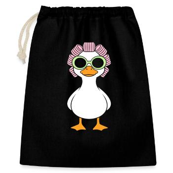 Glamorous duck with curly glasses - Gift Bag 40 x 50 cm - black - Front