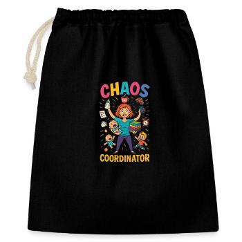 Chaos Coordinator – Lustiges Sprüche Shirt für Elt - Geschenkbeutel aus Baumwolle (40 x 50 cm) - Schwarz - Vorne