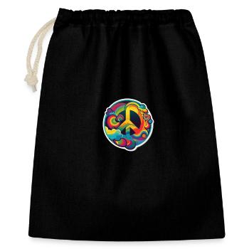 Psychedelisches Peace Zeichen - Geschenkbeutel aus Baumwolle (40 x 50 cm) - Schwarz - Vorne