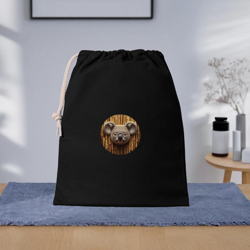 Tête de koala devant un mur de bambou Sac cadeau 40 x 50 cm