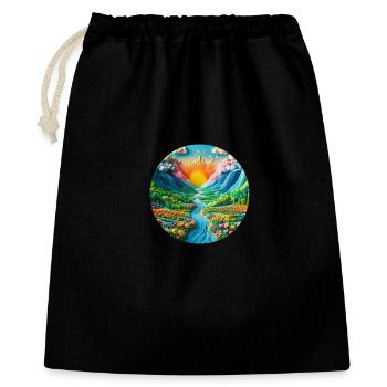 Paysage coloré avec du soleil, des montagnes et un lac en pâte à modeler - Sac cadeau 40 x 50 cm - noir - Devant