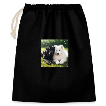 OIG1-KARTON - Geschenkbeutel aus Baumwolle (40 x 50 cm) - Schwarz - Vorne
