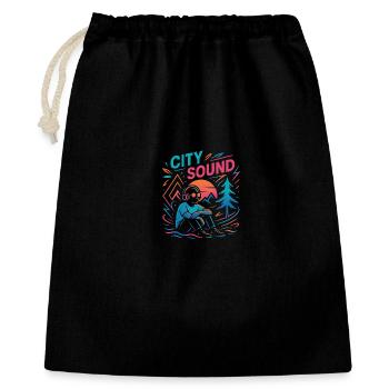 CITY SOUND - Geschenkbeutel aus Baumwolle (40 x 50 cm) - Schwarz - Vorne