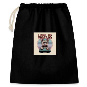 Cute Retro Gamer Dog - Gift Bag 40 x 50 cm - black - Front