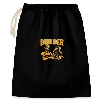 Ouvrier du bâtiment kraft jaune sur fond noir - Sac cadeau 40 x 50 cm - noir - Devant