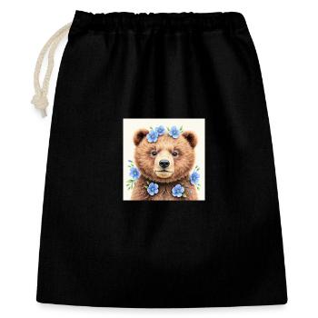 Modèles ours fleurs bleues  - Sac cadeau 40 x 50 cm - noir - Devant
