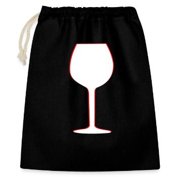Wein Weinglas Alkohol vin wine Rotwein Gastro - Geschenkbeutel aus Baumwolle (40 x 50 cm) - Schwarz - Vorne