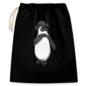 Pinguin Bräutigam Ehering Hochzeit - Geschenkbeutel aus Baumwolle (40 x 50 cm) - Schwarz - Vorne