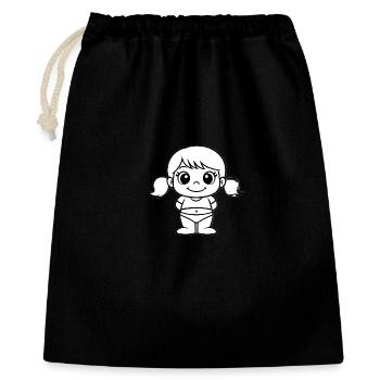 Fillette Poupée Line Art - Sac cadeau 40 x 50 cm - noir - Devant