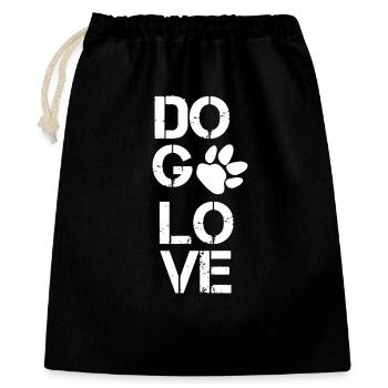 Hundetatzen, Dog Love - Geschenkbeutel aus Baumwolle (40 x 50 cm) - Schwarz - Vorne