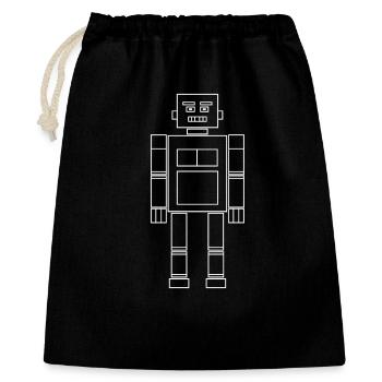 Roboter / Weiß / Reduziert - Geschenkbeutel aus Baumwolle (40 x 50 cm) - Schwarz - Vorne