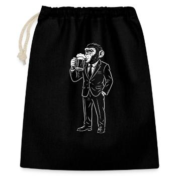 Chimp in a Suit Drinking Beer - Gift Bag 40 x 50 cm - black - Front
