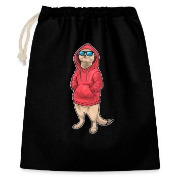 Erdmännchen Winter Sonnenbrille - Geschenkbeutel aus Baumwolle (40 x 50 cm) - Schwarz - Vorne