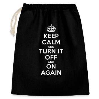 Keep Calm – Turn it Off Nerd Admin Design - Geschenkbeutel aus Baumwolle (40 x 50 cm) - Schwarz - Vorne