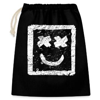 Be Happy Graffiti - Cooles Street Art Punk Smile - Geschenkbeutel aus Baumwolle (40 x 50 cm) - Schwarz - Vorne