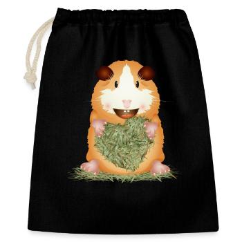 drôle de cochon d’Inde avec un grand cœur de foin - Sac cadeau 40 x 50 cm - noir - Devant