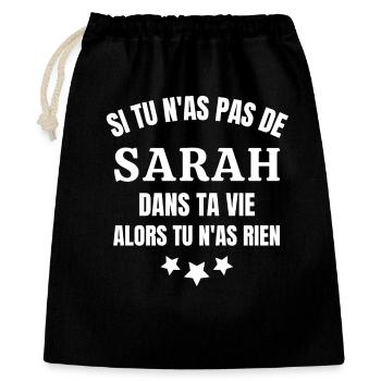 Sarah, prénom Sarah, anniversaire Sarah - Sac cadeau 40 x 50 cm - noir - Devant