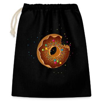 Beignet au chocolat mordu avec des pépites colorées - Sac cadeau 40 x 50 cm - noir - Devant