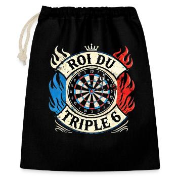 Roi du triple 6 humour fléchettes roi dard cible - Sac cadeau 40 x 50 cm - noir - Devant