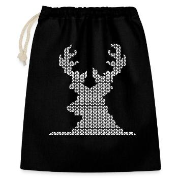 Renne pixel orignal rétro vintage icône animaux des bois - Sac cadeau 40 x 50 cm - noir - Devant