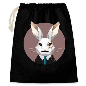 Elegant Easter Bunny with Monocle & Mustache - Gift Bag 40 x 50 cm - black - Front