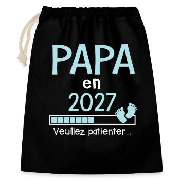 Papa en 2027 Cadeau Futur père - Sac cadeau 40 x 50 cm - noir - Devant