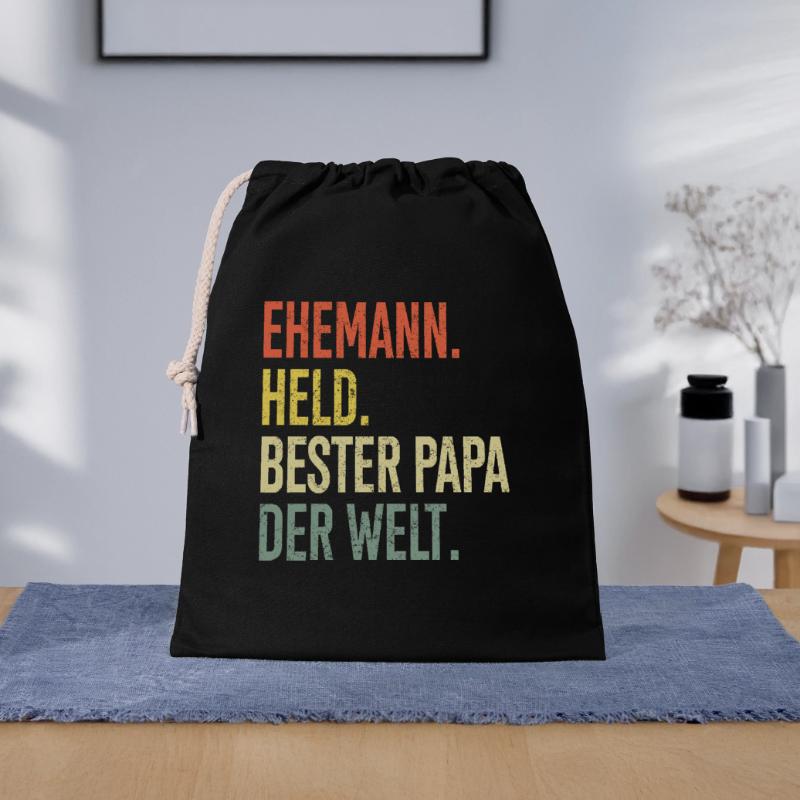 Held Papa Bester Ehemann Geschenkbeutel aus Baumwolle (40 x 50 cm)