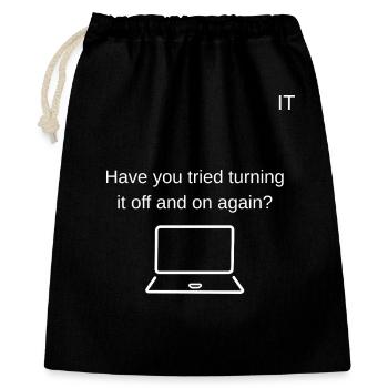 Neustart Humor Laptop Spruch - Geschenkbeutel aus Baumwolle (40 x 50 cm) - Schwarz - Vorne