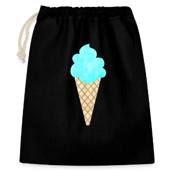 Eis Eiscreme Waffel blau cool Sommer Eisdiele Fan - Geschenkbeutel aus Baumwolle (40 x 50 cm) - Schwarz - Vorne