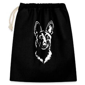 Hollandse Herder Kopf "Black Edition" - Geschenkbeutel aus Baumwolle (40 x 50 cm) - Schwarz - Vorne