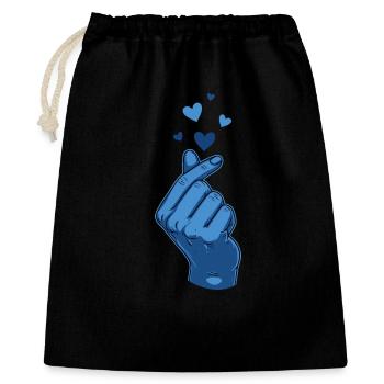 Kpop Koreanische Musik Blue Finger Heart Love - Geschenkbeutel aus Baumwolle (40 x 50 cm) - Schwarz - Vorne