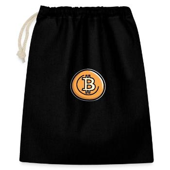 Bitcoin Münzkunst Emblem - Geschenkbeutel aus Baumwolle (40 x 50 cm) - Schwarz - Vorne