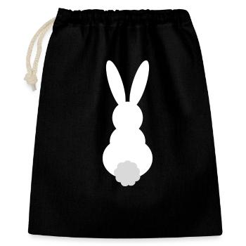 Silhouette de lapin avec une queue duveteuse - Sac cadeau 40 x 50 cm - noir - Devant