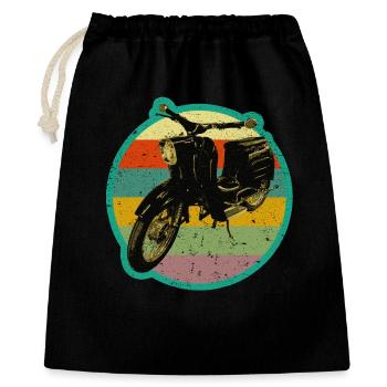 Moped Schwalbe retro Simmi - Geschenkbeutel aus Baumwolle (40 x 50 cm) - Schwarz - Vorne