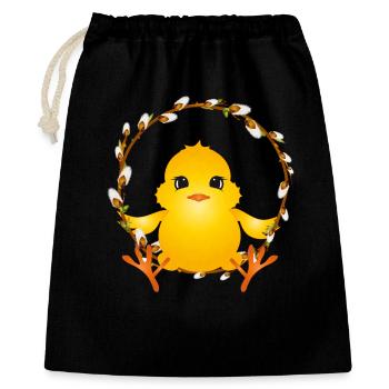 cute fluffy chick in willow wreath - Gift Bag 40 x 50 cm - black - Front
