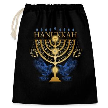 chandelier de Hanoukka doré avec deux colombes - Sac cadeau 40 x 50 cm - noir - Devant