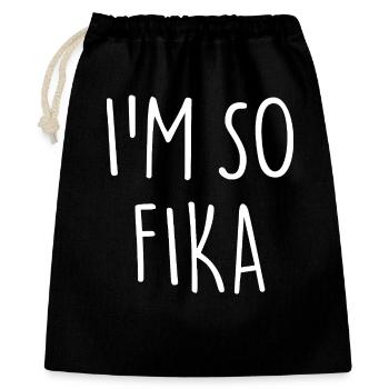 I'M SO FIKA Sverige Schweden - Geschenkbeutel aus Baumwolle (40 x 50 cm) - Schwarz - Vorne